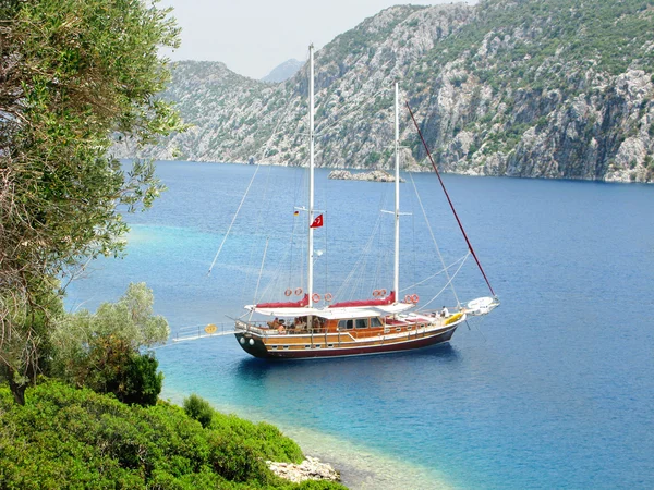 Yacht in aegean sea turkey — Stock Photo, Image