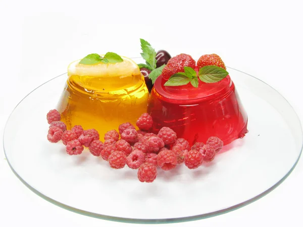 Két jelly gyümölcs desszert — Stock Fotó