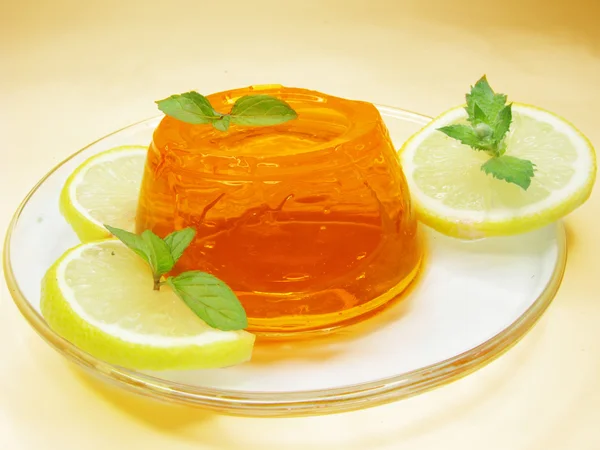 Orange jelly dessert — Stock Photo, Image