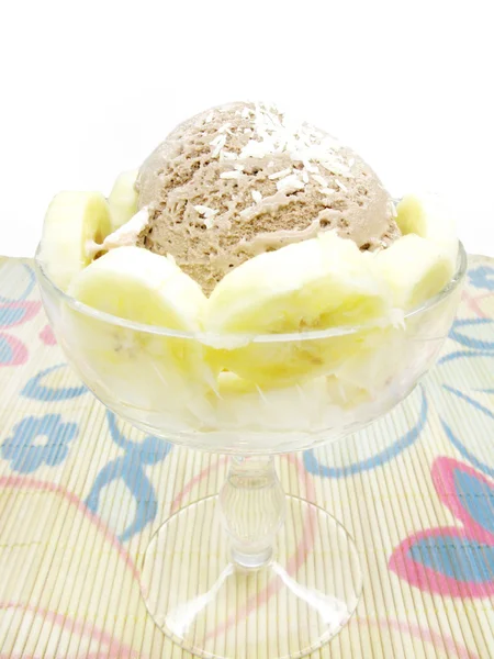 Chocolate ice-cream with banana — Stock Photo, Image
