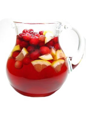 Red punch cocktail drink with fruit clipart