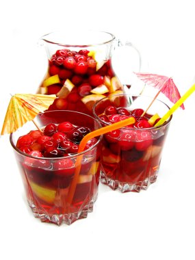 Summer punch cocktail drink with fruit clipart