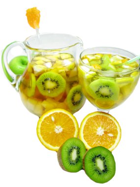 Punch cocktail drink with fruit clipart