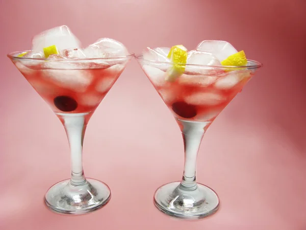 Alcohol punch cocktail drinks with cherry — Stock Photo, Image