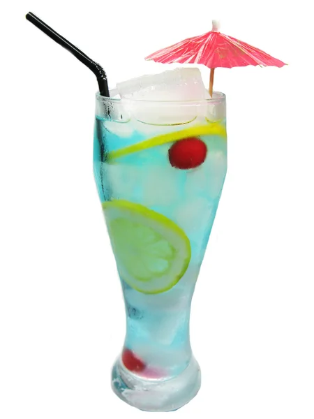 Alcohol blue curacao cocktail drink with lemon — Stock Photo, Image