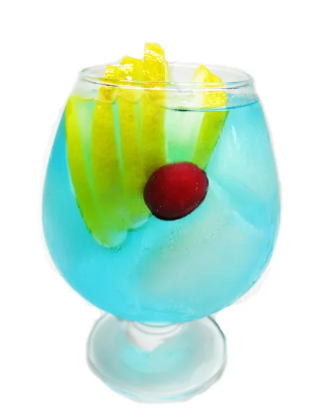 Alcohol blue lagoon cocktail drink with lemon — Stock Photo, Image