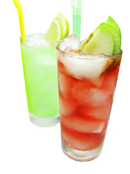 Fruit cold juice drinks with ice — Stock Photo, Image