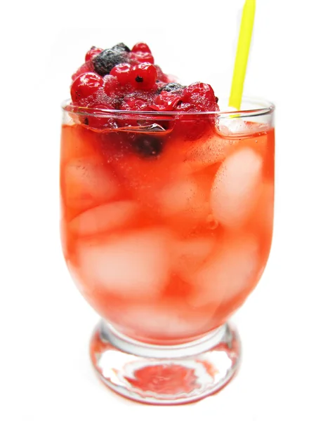 Fruit red punch cocktail drink with currant strawberry — Stock Photo, Image