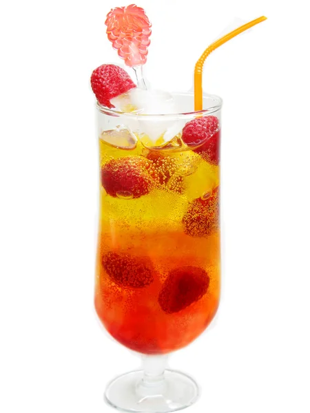 Meyve suyu soğuk içecek ile Ahududu — Stok fotoğraf