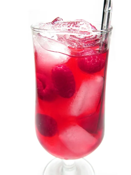 Ahududu kokteyl içmek kırmızı meyve punch — Stok fotoğraf