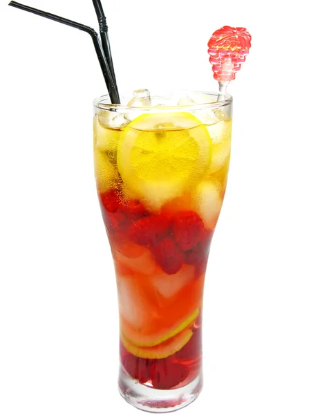 Fruta bebida de coquetel de soco vermelho com framboesa — Fotografia de Stock