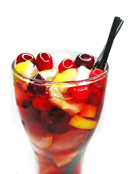Fruit cold juice drink with cherry — Stock Photo, Image