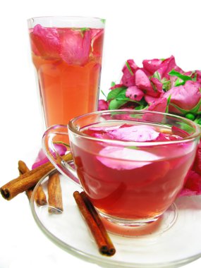 Punch cocktail tea drink with wild rose and cinnamon clipart