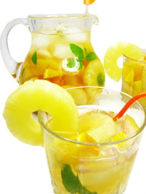 Punch cocktail drink with fruit clipart