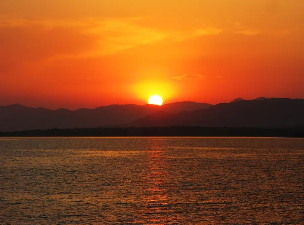 stock image Pink sunset in mediterranean sea