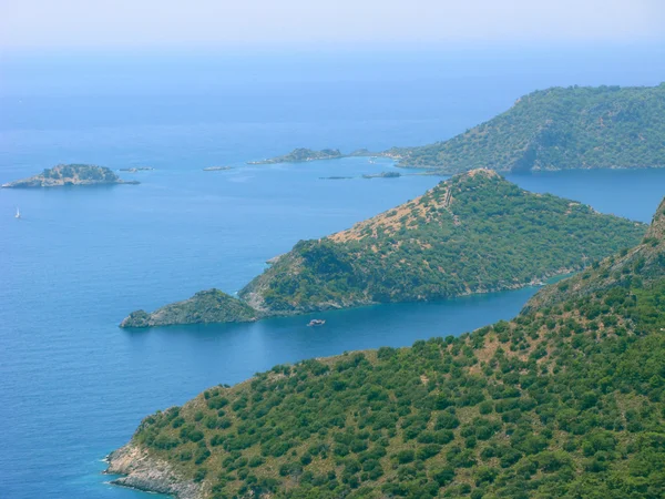 Panorama van blauwe lagune en strand oludeniz Turkije — Stockfoto