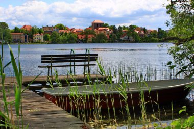 Strausberg Lakeside, bench on a landing stage clipart