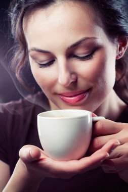 Beauty Girl With Cup of Coffee or Tea clipart