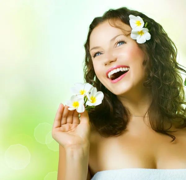 Spa Girl over nature background — Stock Photo, Image