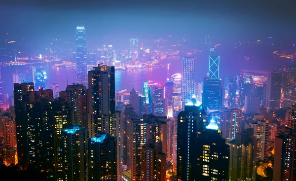 Hong kong Nachtansicht — Stockfoto