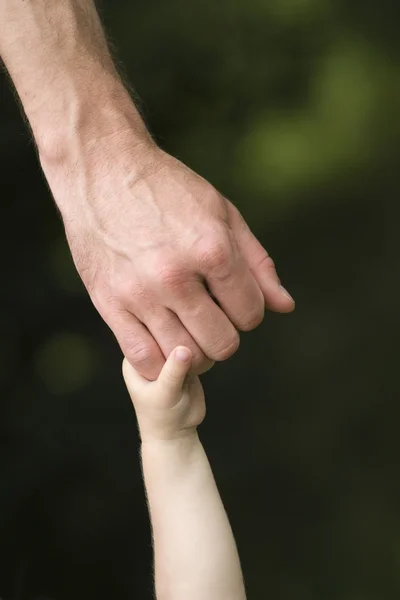 Trust family hands of child son and father — Stock Photo, Image