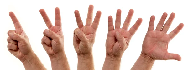 Tellen aantal van de handen een tot vijf — Stockfoto