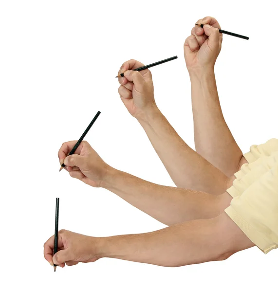 Bleistift und Hand in Bewegung — Stockfoto