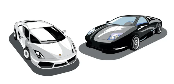 Чёрно-белые изолированные автомобили — стоковый вектор