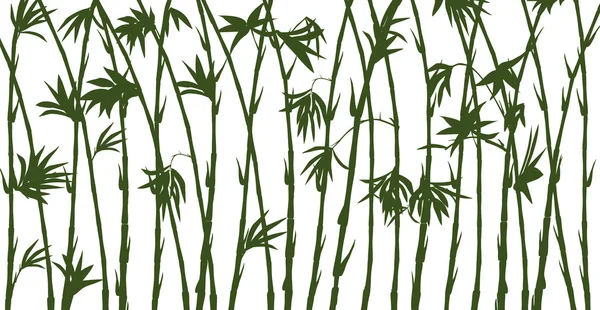 Grüne Bambus-Silhouetten auf Weiß — Stockvektor