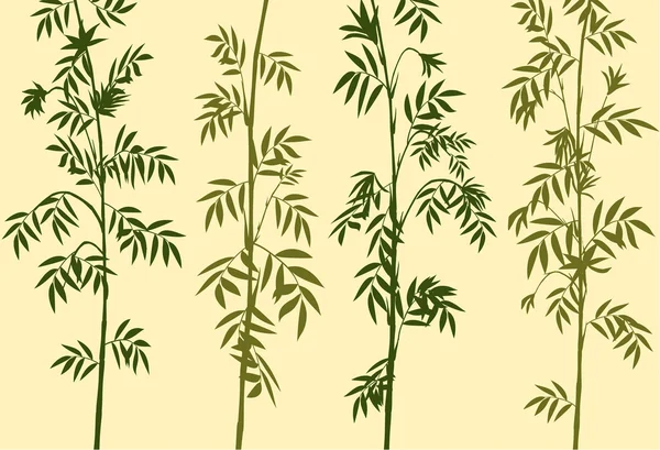 Silhouette di bambù verde su marrone — Vettoriale Stock