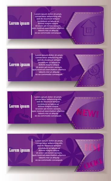 Banderas vectoriales violetas con lugar para texto — Archivo Imágenes Vectoriales