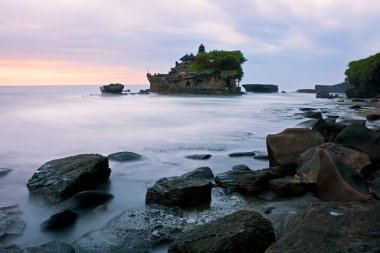 Sunset at Tanah Lot Temple Bali Indonesia clipart