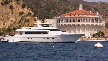 Mega Yacht at Avalon Harbor clipart