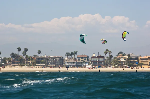 Kite Surfers Long Beach Harbor — Stock Photo, Image
