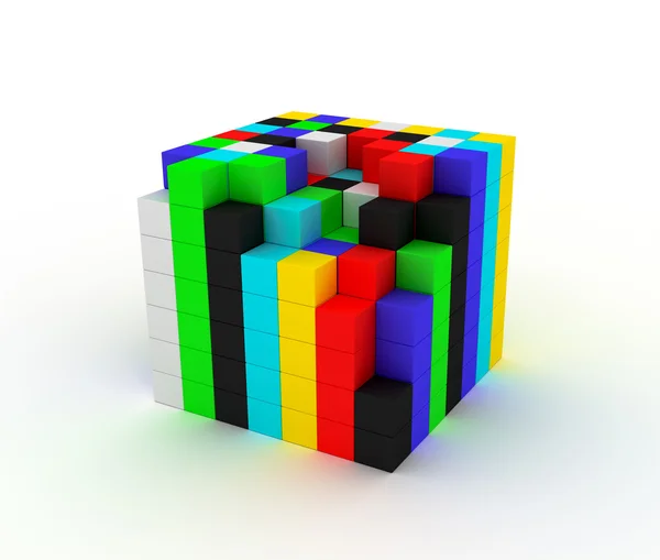 De kubus verwoest kleur — Stockfoto
