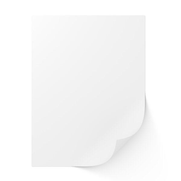 Empty sheet of paper on white on white