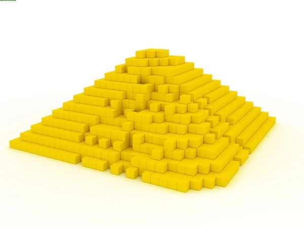 La piramide gialla distrutta isolata — Foto Stock
