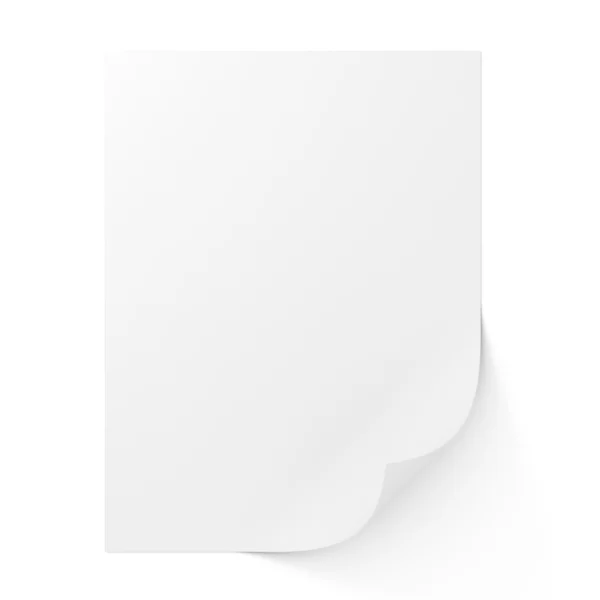Leeres Blatt Papier auf weiß Stockfoto