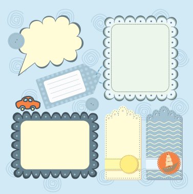 Boy's frame and tags collection for scrapbook clipart