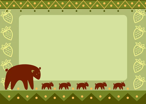 Mère ours avec ses enfants, cadre — Image vectorielle
