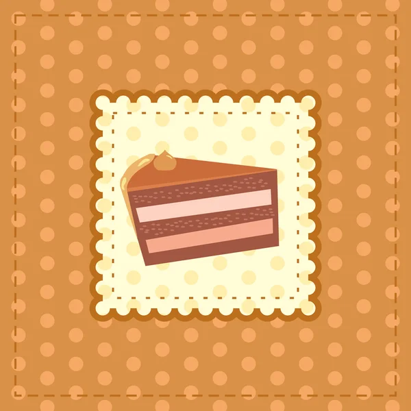 Grußkarte mit einem Stück Kuchen — Stockvektor