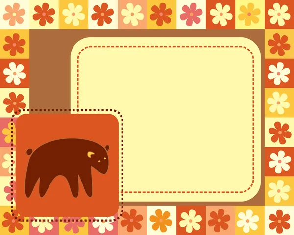 Οριζόντιο πλαίσιο με αρκούδα — Διανυσματικό Αρχείο