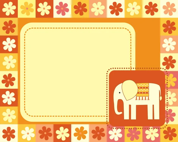 Cadre horizontal avec éléphant — Image vectorielle