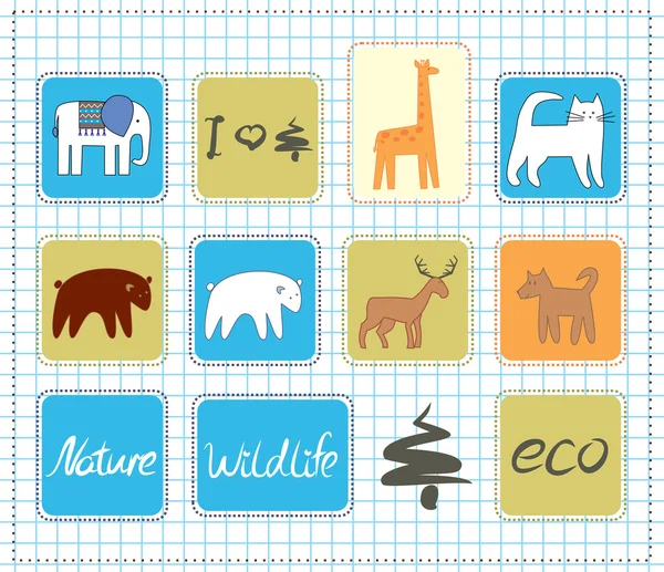 Wildlife icons set — Stock Vector