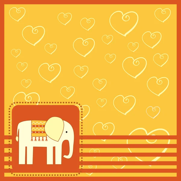 Cartão de felicitações com elefante — Vetor de Stock