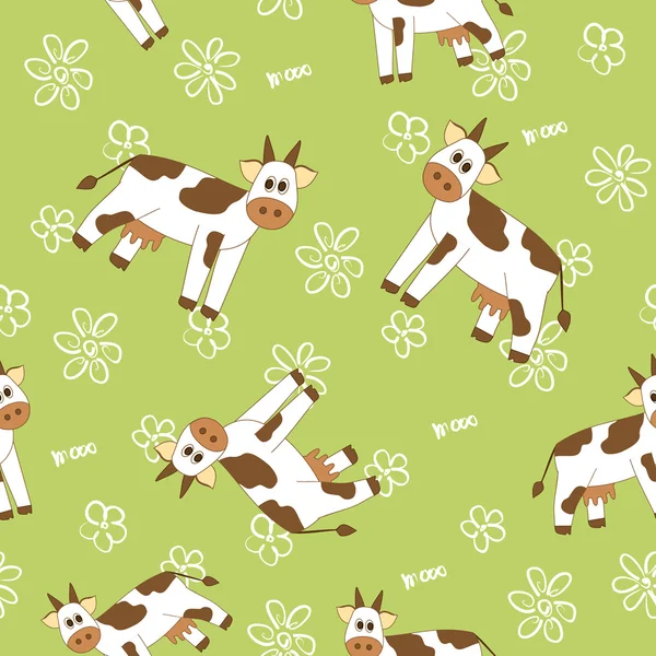 Cow on a field seamless pattern — Stock Vector