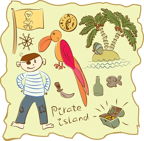 Colección pirata de niño — Vector de stock