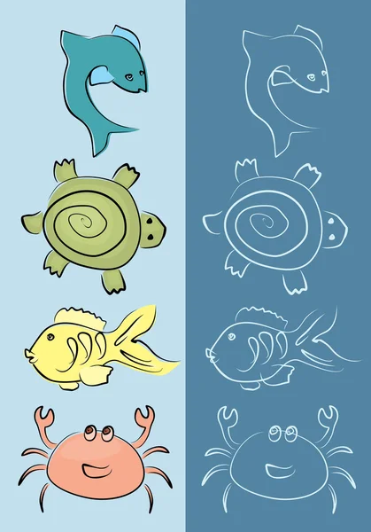Морские животные — стоковый вектор