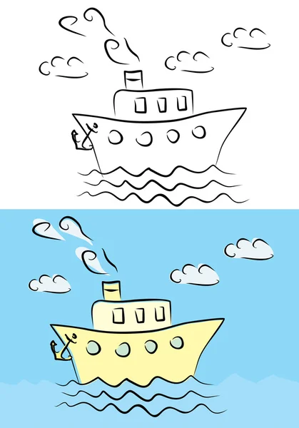Illustrazione nave a vapore — Vettoriale Stock