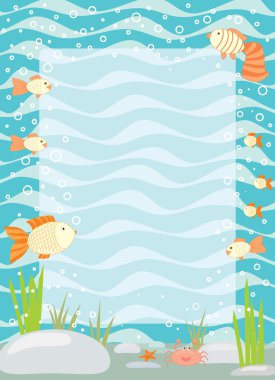 Frame with an underwater scenery clipart